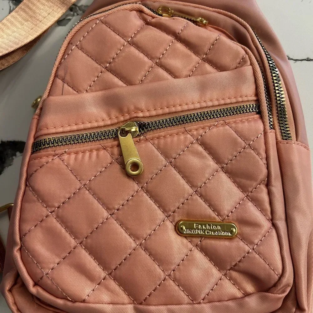 Pink Quilted Crossbody Bag